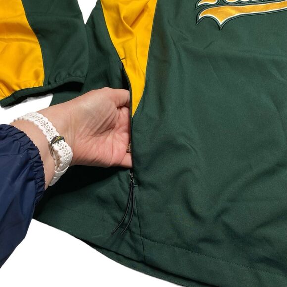 Nike Oakland A’s Green and Gold Windbreaker Jacket with High Collar - Picture 8 of 13